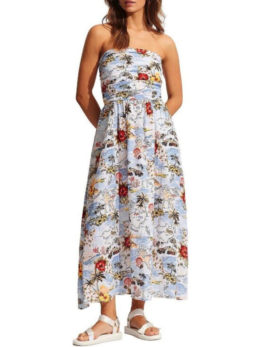 EUC Seafolly 100% Linen Coast to Coast Maxi Dress XL $190